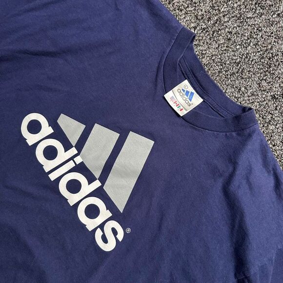 Y2K Adidas Logo T-Shirt – Navy Blue – Size L - Picture 1 of 7